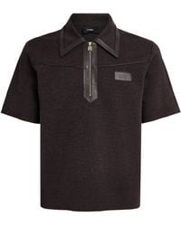 Amiri - Wool Leather-Trim Zip Polo Shirt - Lyst