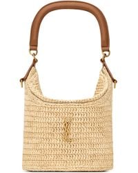 Saint Laurent - Raffia Gaby Bucket Bag - Lyst