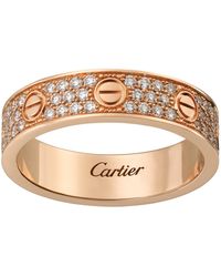 Cartier - Rose And Diamond-Paved Love Wedding Band - Lyst
