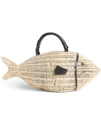 STAUD - Wicker Cleo Fish Top-Handle Bag - Lyst