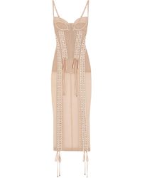 Dolce & Gabbana - Light Tulle Calf-Length Slip Dress With Corset Details - Lyst