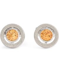 Tateossian - Cubic Zirconia And Rhodium-Plated Circular Cufflinks - Lyst