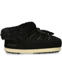 Moon Boot - Suede Shearling-Trim Evx Mules - Lyst