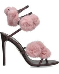 Rene Caovilla - Embellished Pom-Pom Heeled Sandals 105 - Lyst