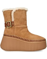 Chloé - Suede-Shearling Nama Ankle Boots 80 - Lyst