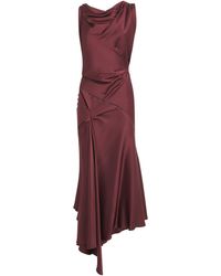 Victoria Beckham - Satin Asymmetric Draped Midi Dress - Lyst