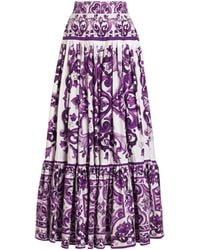 Dolce & Gabbana - Cotton Skirt With "Majolica" Print - Lyst