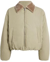 Nanushka - Cropped Bomber Jacket With Faux Fur Collar - Lyst