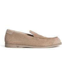 Emporio Armani - Suede Velour Loafers - Lyst