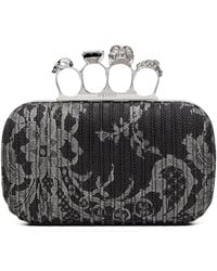 McQueen - Leather Floral Knuckle Clutch Bag - Lyst