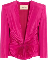 Valentino - Silk Plissé Blazer - Lyst