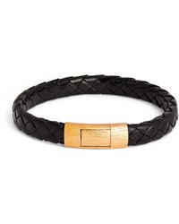 Tateossian - Gold-plated Leather Braided Bracelet - Lyst
