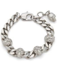 McQueen - Palladium-Plated Skull Chain Bracelet - Lyst