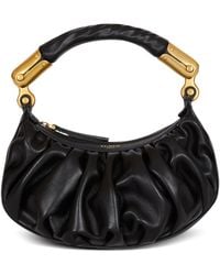 Balmain - Mini Leather Ebene Top-Handle Bag - Lyst