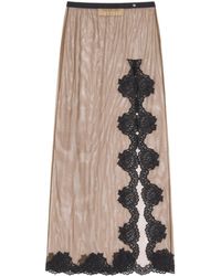 Valentino - Sheer Lace-Trim Maxi Skirt - Lyst