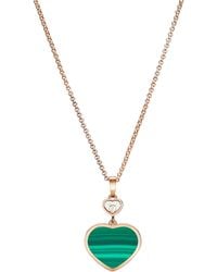 Chopard - Diamond And Malachite Happy Hearts Necklace - Lyst