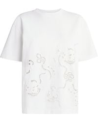 Ganni - Organic Cotton Broderie Anglaise T-Shirt - Lyst