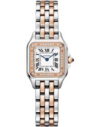 Cartier - Small Rose And Diamond Panthère De Watch - Lyst