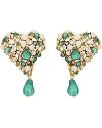Saint Laurent - Crystal Heart Earrings - Lyst
