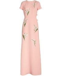 Carolina Herrera - Floral-embroidered Bow Gown - Lyst