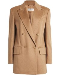 Max Mara - Camel Hair Double-Breasted Blazer - Lyst