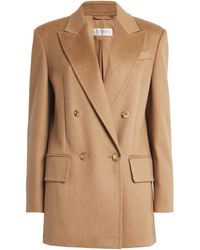 Max Mara - Camel Hair Double-Breasted Blazer - Lyst