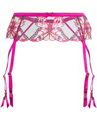 Fleur du Mal - Butterfly Embroidered Suspender Belt - Lyst