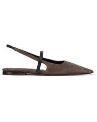 Brunello Cucinelli - Suede Slingback Flats - Lyst