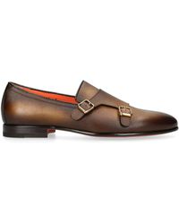 Santoni - Grained Leather Loafers - Lyst