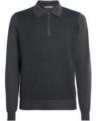 Corneliani - Wool Knit Zip Polo Sweater - Lyst