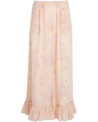 Chloé - Silk Floral Print Wide-Leg Trousers - Lyst