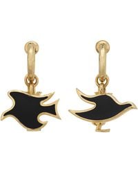 Saint Laurent - Cassandre Dove Charm Hoop Earrings - Lyst