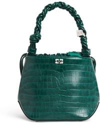 Ganni - Croc-Embossed Leather Bou Bucket Bag - Lyst