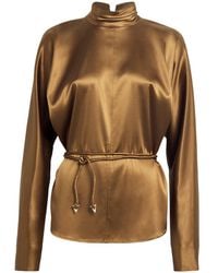 Aeron - Satin Belted Mar Blouse - Lyst