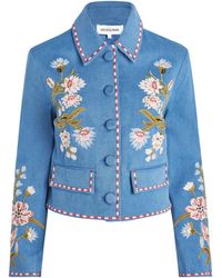 Veronica Beard - Embroidered Tailored Denim Jacket - Lyst