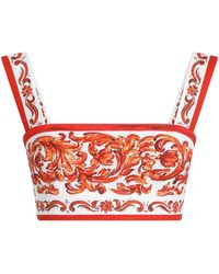 Dolce & Gabbana - Majolica Print Crop Top - Lyst