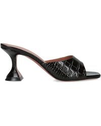 AMINA MUADDI - Croc-Embossed Leather Lupita Heeled Mules 70 - Lyst