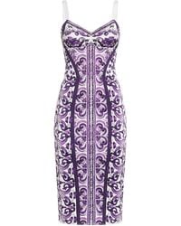 Dolce & Gabbana - Majolica Print Midi Dress - Lyst