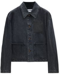 Loewe - Leather-Trim Denim Jacket - Lyst