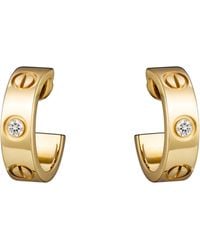 Cartier - Yellow Gold And Diamond Love Hoop Earrings - Lyst