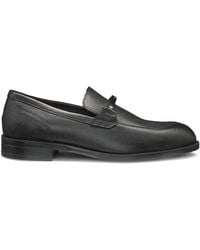 BOSS - Leather Logo Hardware Loafers - Lyst