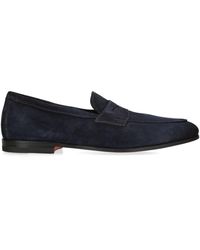 Santoni - Suede Carlos Penny Loafers - Lyst