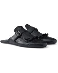 Prada - Calf Leather Fringed Monk-Strap Mules - Lyst