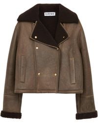 Loewe - Lambskin Shearling-Collar Aviator Jacket - Lyst