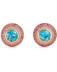 Emily P. Wheeler - Yellow Gold, Sapphire And Topaz Ombre Button Stud Earrings - Lyst