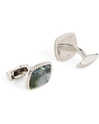 Tateossian - Rhodium-Plated Cable Jasper Cufflinks - Lyst