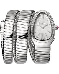 BVLGARI - Stainless Steel And Diamond Serpenti Tubogas Watch - Lyst