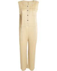 Pleats Please Issey Miyake - Short-Sleeve Cotton Denim Jumpsuit - Lyst