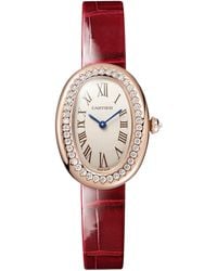 Cartier - Small Rose And Diamond Baignoire De Watch - Lyst