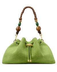 Jimmy Choo - Medium Suede Cinch Beaded Bucket Bag - Lyst
